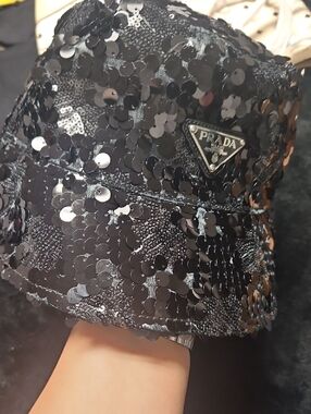 NEW Black Sequin Bucket Hat